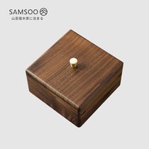 Black walnut box Desktop storage box Log office key entrance jewelry stationery Solid wood finishing sundries box