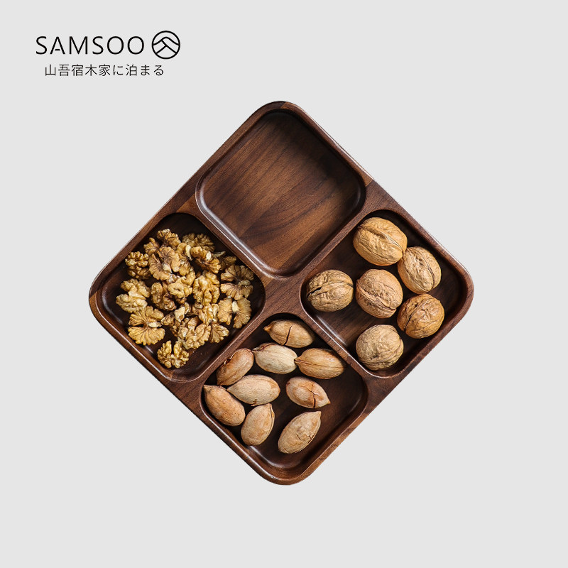 Wooden fruit plate snack plate simple modern dried fruit box split creative living room candy plate household fruit plate Nordic