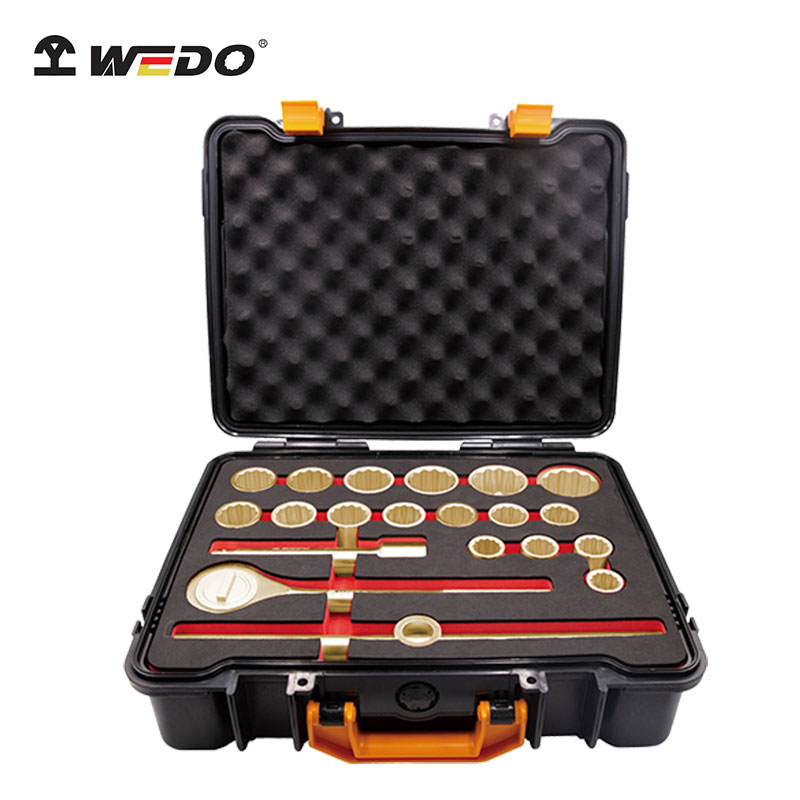 WEDO Dimension AL101L Aluminum Bronze Explosion-proof Heavy Duty 3 4 Square 21 Pieces Socket Set Custom