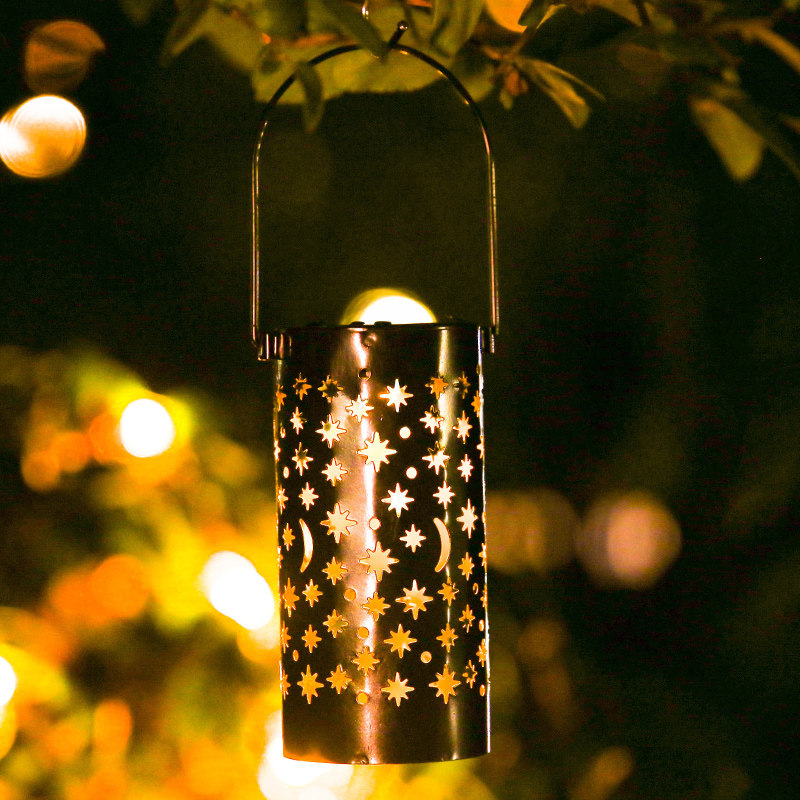 Solar LED Stars Light Outdoor Lawn Full of Star Romantic Iron Art Projection Lamp Outdoor Waterproof Lamp Courtyard Lamp