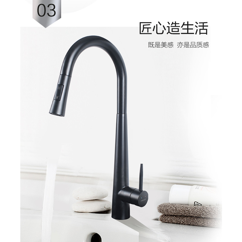 Farnsa Kitchen Black Tap 304 Stainless Steel Wash Vegetable rotatable sink washbasin Home FE06019