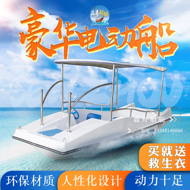 Dolphin Electric Boat Park Cruise Ship Scenic Area Pleasure Boat Fiberglass Yachting Battery Boat Water Cruise 4-6 people