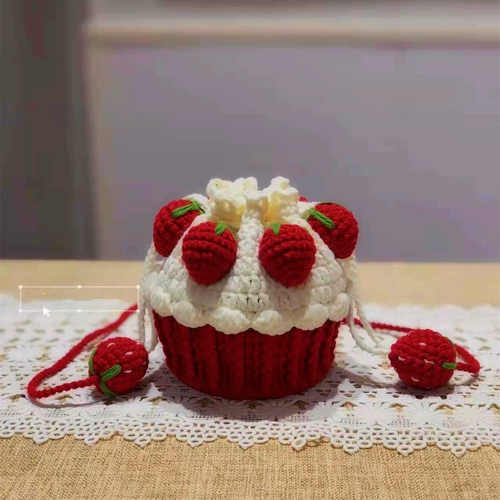 Клубника ручной работы, барсетка, набор материалов, плетеный крючок для вязания, сумка на одно плечо для друга, «сделай сам»