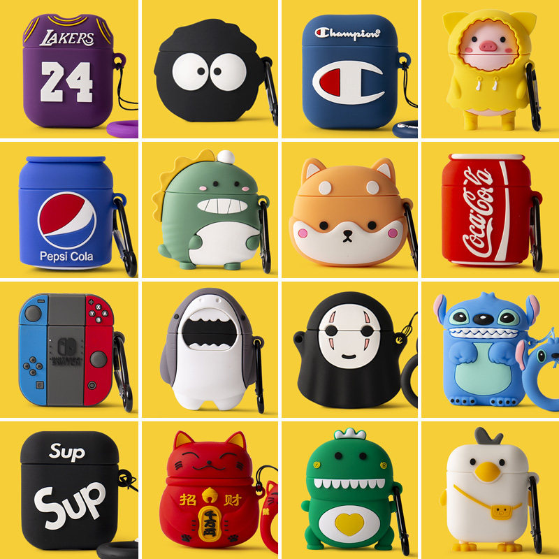 Suitable for Apple airpods headphone Protective Sleeves Silicone Gel Soft Airpods2 Headphones Sleeve AirPods1 2 Generations Cartoon Lovers 2 Generations Wireless Bluetooth Headphone Charging Bin pr