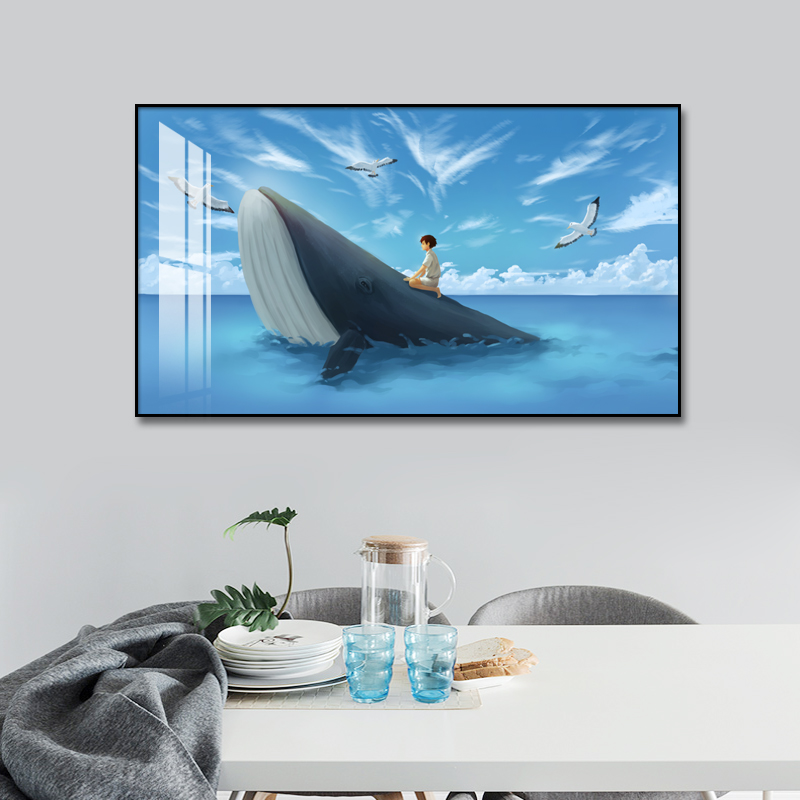 Modern minimal dining room decoration painting single-piece hanging light luxury dining room vertical fresco cartoon creative table background wall