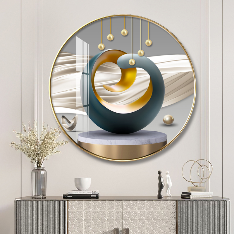 Home front door porch decorative painting vertical European luxury corridor end mural light luxury high-end round hanging painting