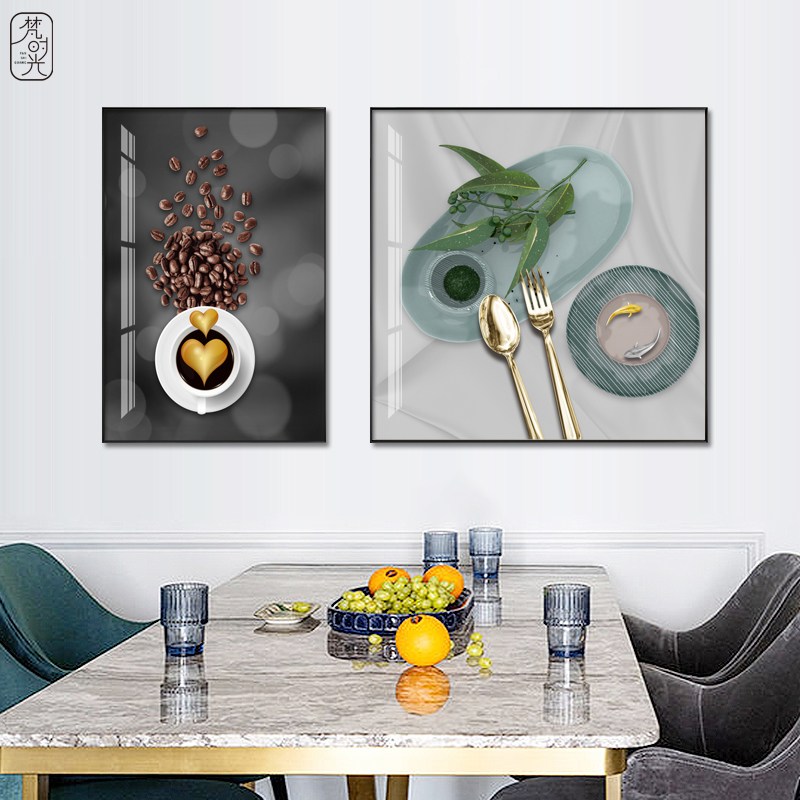 Modern Minimalist Creative Atmosphere Restaurant Wall Decoration Painting Light Extravagant Dining Room High-end Combined Background Wall Hanging Painting-Taobao