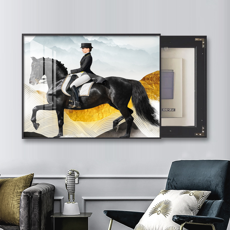 Dining room electric clock box decorative painting simple modern creative cover box light luxury dining room single mural free punching