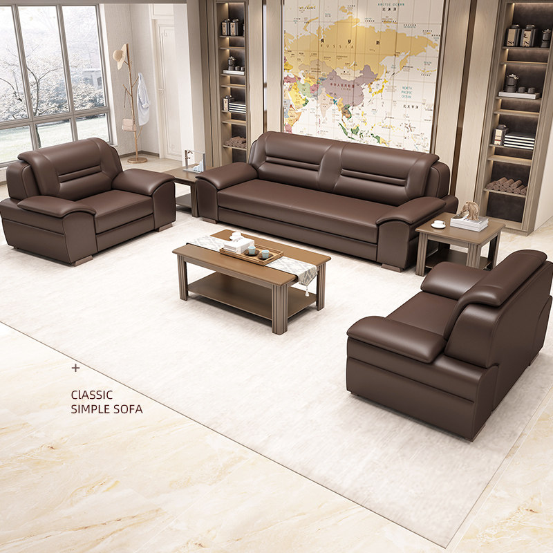 Office sofa business modern conference room reception guests negotiation leather simple black coffee sofa coffee table furniture
