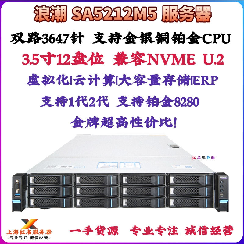 Сервер Wave SA5212M5 с 3647-контактным разъемом 6133 gold host с 12 отсеками и 3,5-дюймовым разъемом 8175M поддерживает U.2 Изображение 1