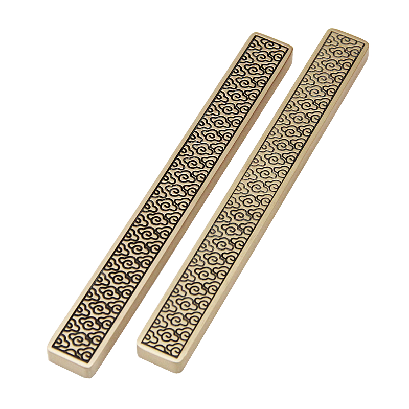 明色祥雲黃銅鎮尺文房四寶紙鎮金屬書法用品實心壓紙銅鎮尺