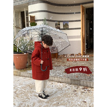 Shrimp paste Ma Ma boys and girls woolen coat 2023 new autumn and winter clothing baby New Year childrens woolen coat red