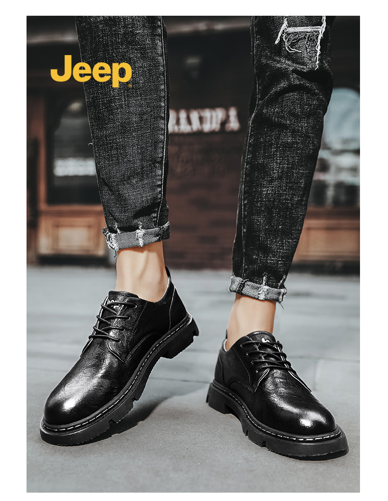 吉普 Jeep 男 英伦风 真皮低帮软底皮鞋 图5