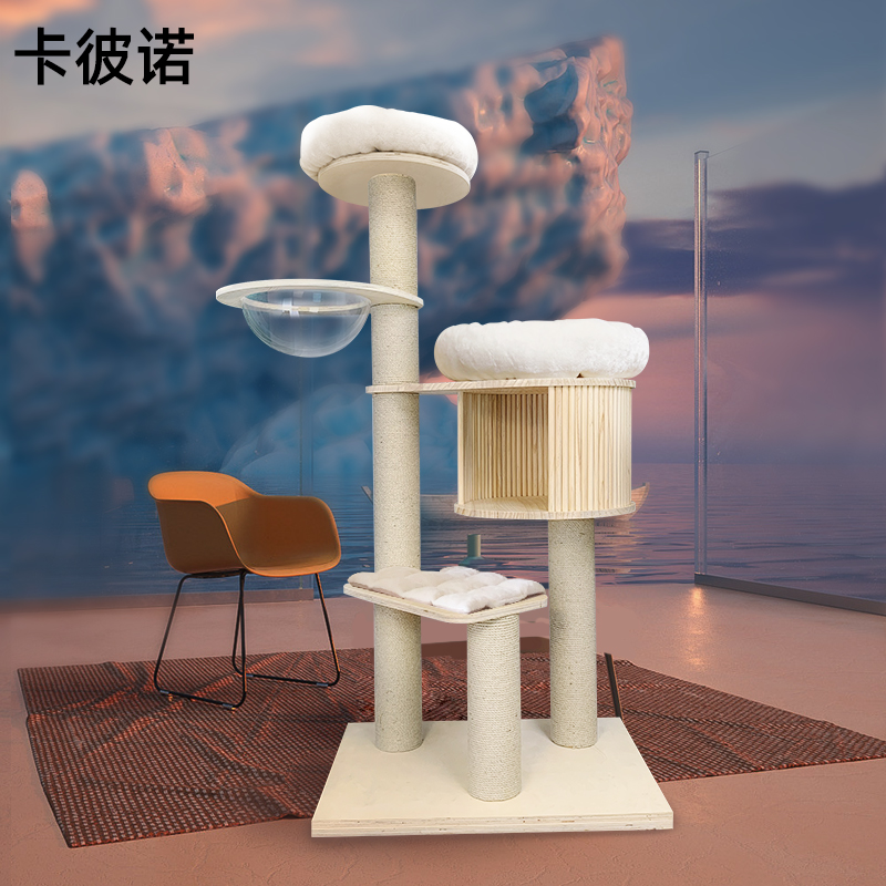 Carpino cat climbing frame solid wood cat tree one large luxury cat litter cat frame wooden cat house villa