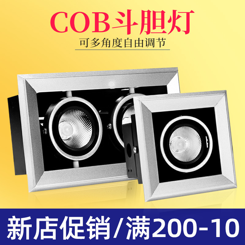 LED double head daring lamp single head three-end embedded hidden grille light black COB square bean gall ceiling projection light