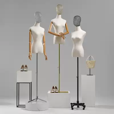 Clothing store model props female half-body body wedding dress display stand Women's window table hollow head model special shelf