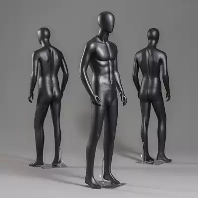 High-end male model props full body black fake human body men's clothing store window model shelf display stand