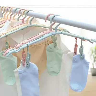40,000 kilometers travel folding drying rack 4 sets of telescopic non-slip household clothes hanging support with clip drying rack