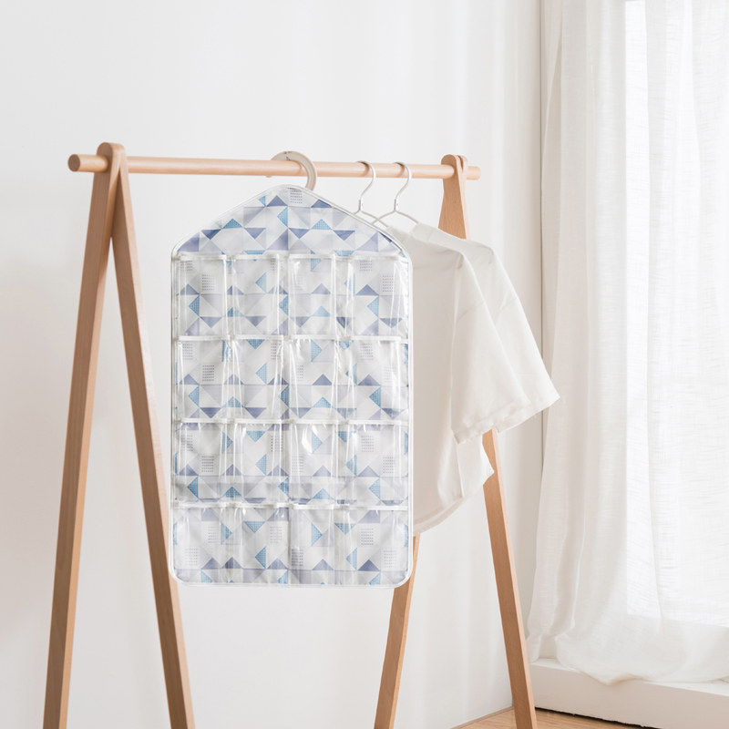 Hanging Wardrobe Storage Bag Waterproof Oxford Cloth 16-Grid Transparent Hanging Bag Underwear Storage Bag SWJ2201