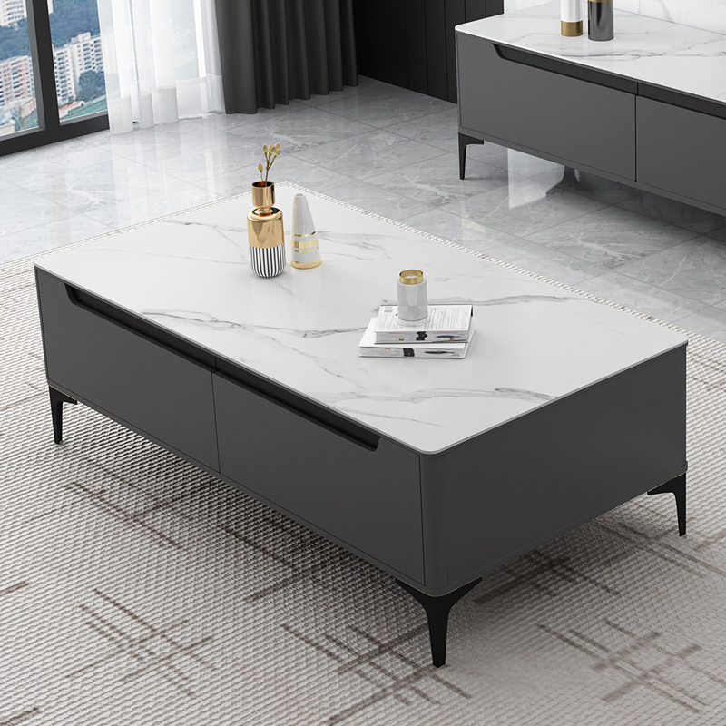 Italian light luxury rock slab coffee table TV cabinet combination modern simple coffee table living room minimalist household small floor cabinet
