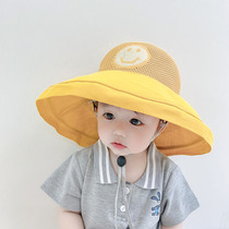 Childrens sun hat baby summer big brim mesh hat breathable boy fashion sunscreen hat female sun hat fisherman hat