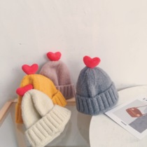 Girls' Hat Winter Fashion Love Thickened Warm Knitted Pullover Hat Super Cute Cute Baby Ear Protection Hat