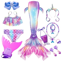 Комплект из трех частей фантазийного фиолетового газа + повязка на голову с единорогом + 6 ожерелий + ласты