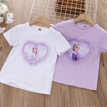 Princess Aisha t-shirts girl short-sleeved t-shirt 2022 new grandiose love web yarn Aisha Bingxue Chengfang