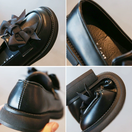 Туфли для кожаной обуви, черный весенний наряд маленькой принцессы в английском стиле для школьников, в британском стиле, тренд сезона, мягкая подошва