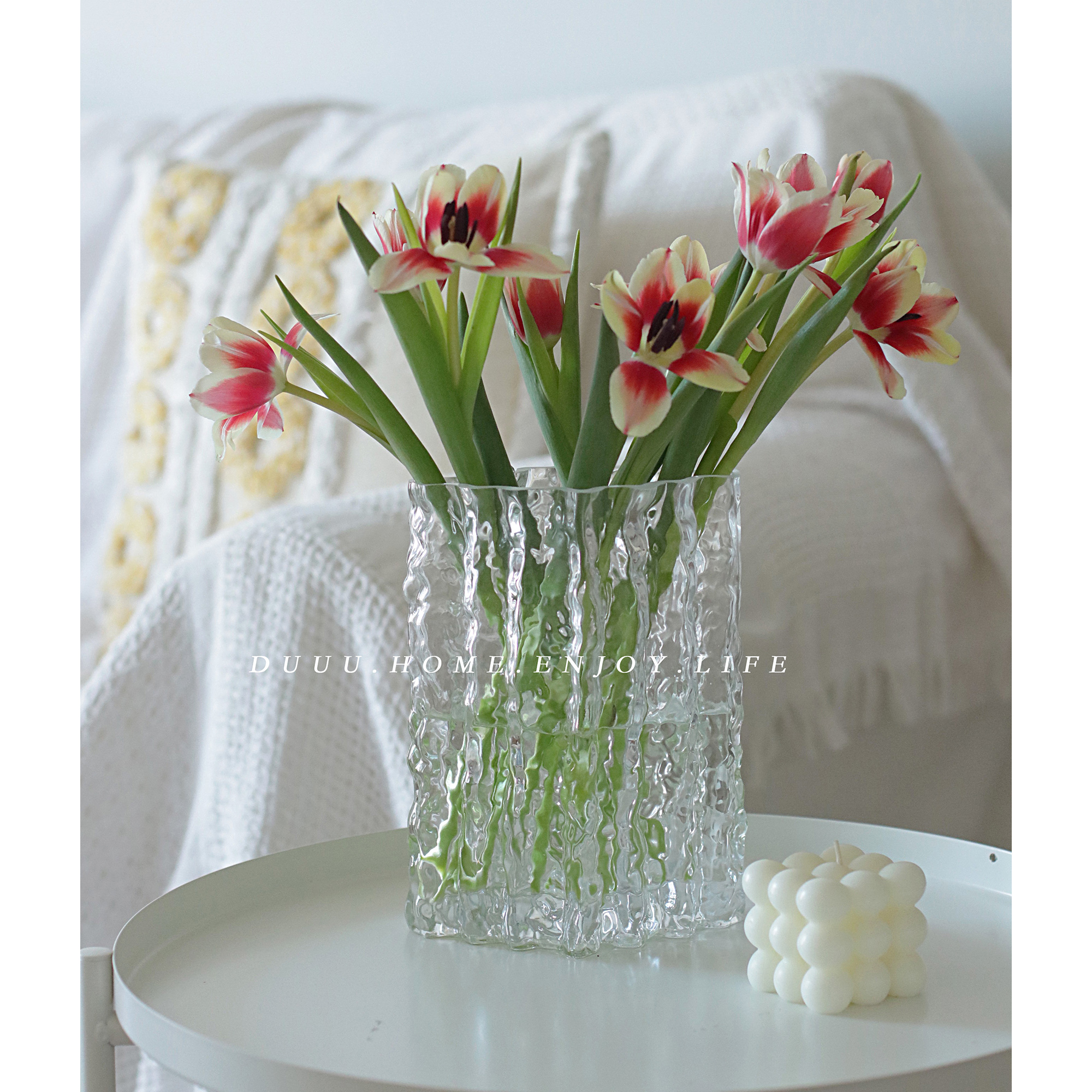 duuuuome Nordic transparent glass minimalist diamond vase swing piece living-room table decoration flowers hydroponic decoration