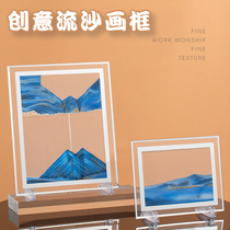 Creative Decompression Sand Drain Swing Piece Office Desktop Living Room Adornment Liquid Art Flow Sand Painting Birthday Gift Woman