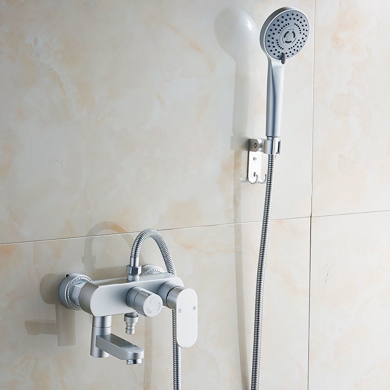 Space aluminum bathtub shower shower set simple shower one-hand spray handheld hot and cold bathroom mixing valve faucet