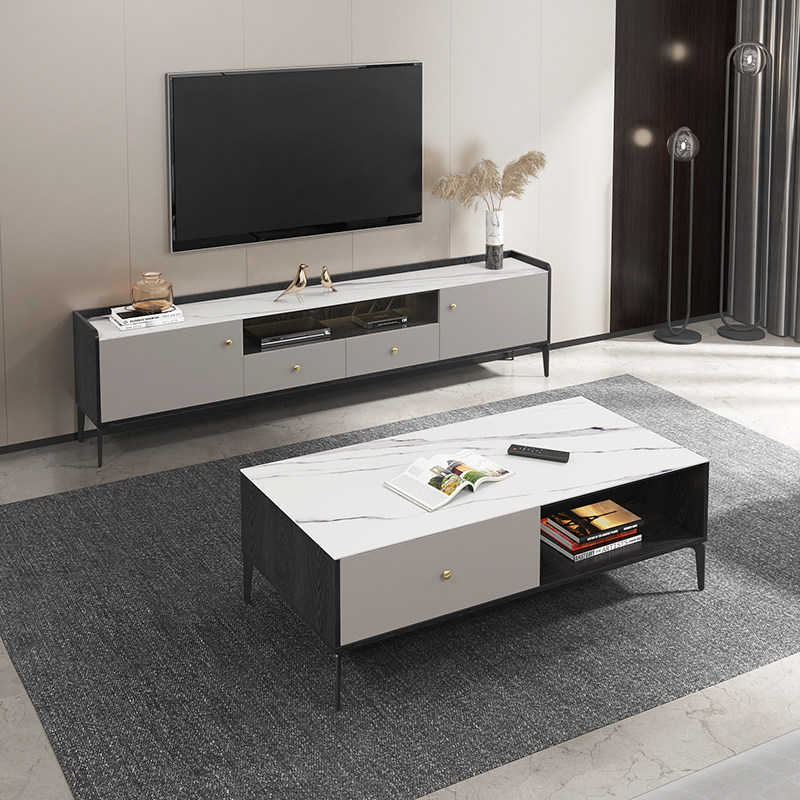 (special price clearance) Willy-style Light Lavish Rockboard TV Cabinet Small Outdoor Living-room Ultra Slim Cabinet Narrow TV Cabinet-Taobao