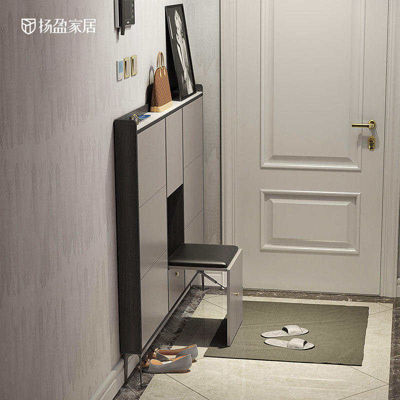 Yangying modern minimal ultra - thin flip shoe cabinet 17cm Italian luxury household door 24CM narrow - basalt closet new style