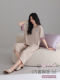 Pajamas with Breast Pads for Women, Summer Modal Cotton Short-Sleeved Cropped Pants, Simple Solid Color Home Wear Set That Can Be Worn Outside