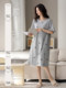 Pajamas with Breast Pads for Women, Summer 2026 New Style, Pure Cotton Short-Sleeved Pajamas, Mid-Length Casual Dress That Can Be Worn Outside