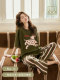 Pajamas with Breast Pads for Women, Summer Thin Cotton Cartoon Short-Sleeved Striped Trousers, High-End Home Wear That Can Be Worn Outside