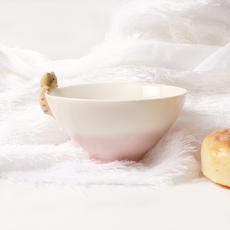 Excellent hold to guest cats cartoon bowl of move to the three - dimensional ceramic bowl bowl students home Japanese - style tableware children 's creativity
