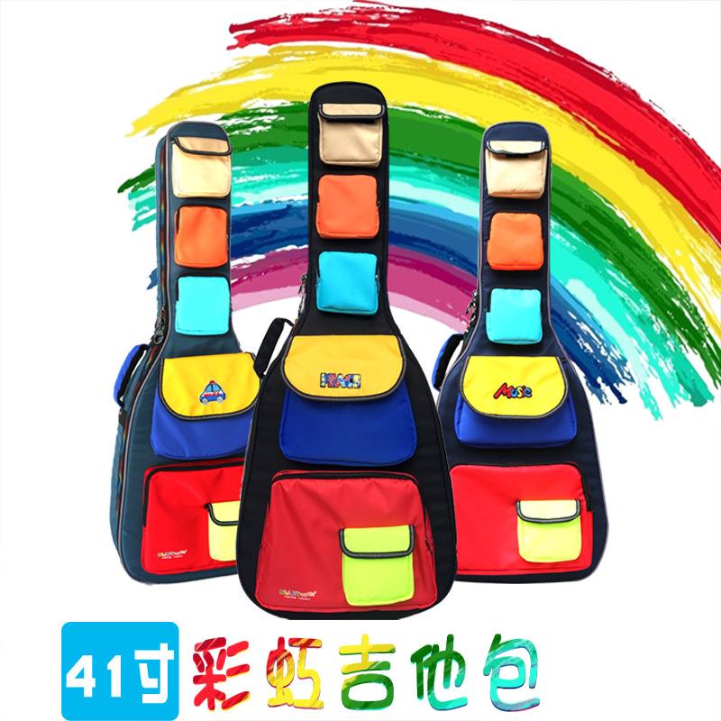 Trendy Rainbow Guitar Bag 40 inch 41 inch Classical Folk Guitar Bag Thickened Waterproof Harp Instrument Bag-Taobao