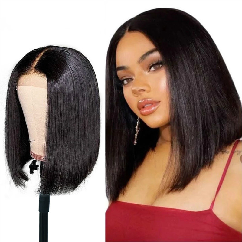 African Wig for Women, Short Straight Hair, Bob Wig, European and American Fashion Synthetic Fiber Wig for Women, Non-Lace Style