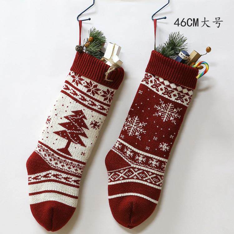 New style hanging ornaments woolen snowflake Christmas tree gift bag decorative socks large candy bag Christmas socks set wholesale