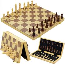 Chess board game toy magnetic boundless chess pine wood 39cm double rear foldable chess