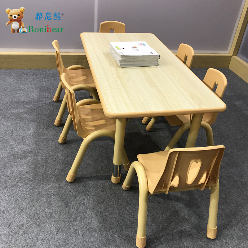 Kindergarten Study Table And Chairs Children Training Course Table And Chairs Long Square Table Six Table Painting Games Table Solid Wood Lifting Table