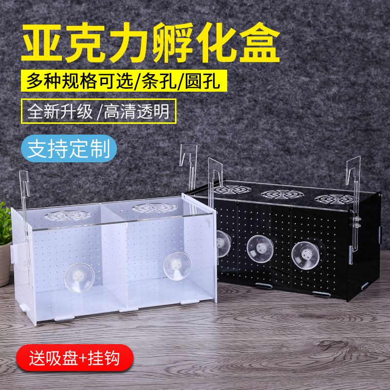 Black and white acrylic fish tank turtle tank spawning breeding isolation box raising turtle isolation box peacock fish hatchery box