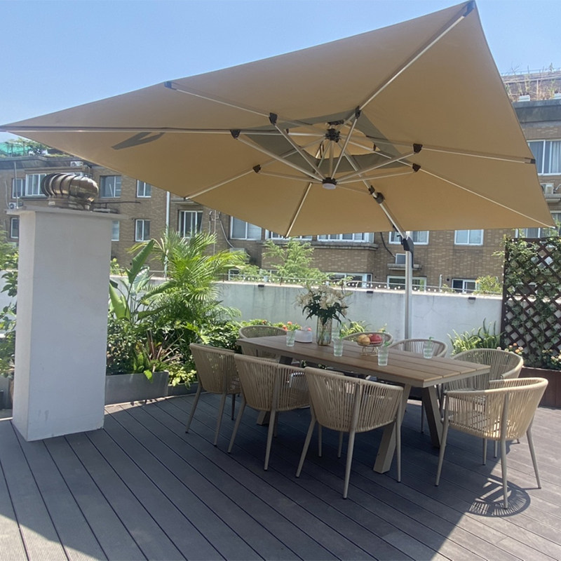 Outdoor table and chair courtyard open-air plastic wood slate dining table outdoor rattan balcony leisure hotel villa garden rattan chair