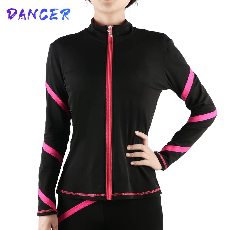 Figure skating training suit Children adult girls skating suit High elastic waterproof breathable top color strip custom black