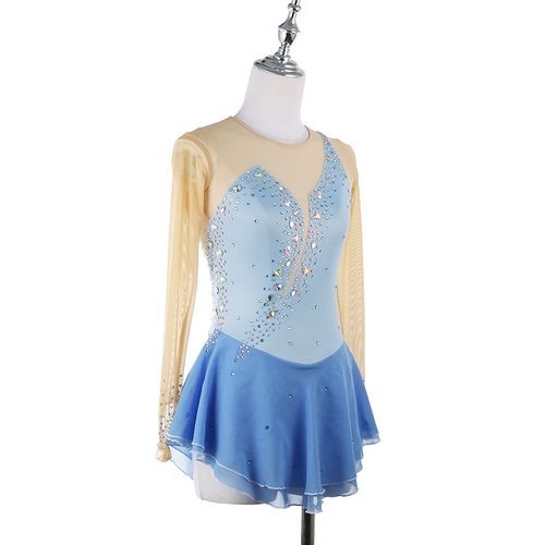 custom size figure skating dress for girls women Figure skating show dress girls skating suit customized children adult competition examination skirt water blue