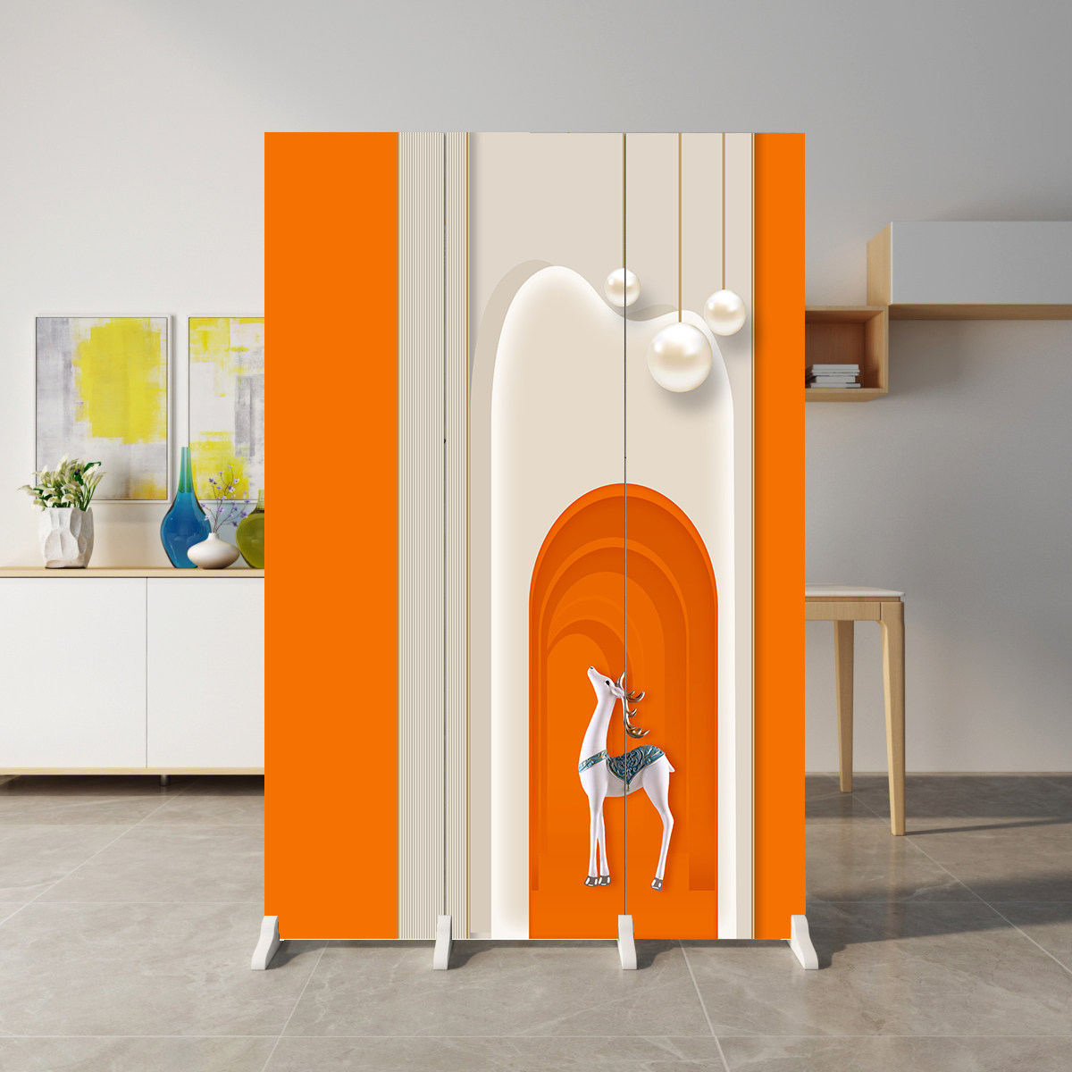 Nordic screen partition living room simple push-pull decoration Logo wall folding mobile bedroom to block household small apartment