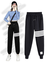 tb plus suede bunches high waist sports pants female autumn and winter boarder loot lovers fat mm large size sweatpants harun long pants