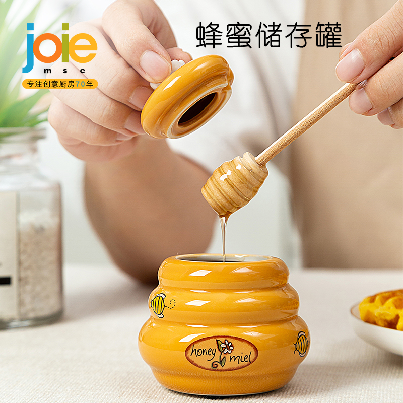 joie small bee hive creative ceramic honey pot healthy food drink upscale storage tank stirring stick